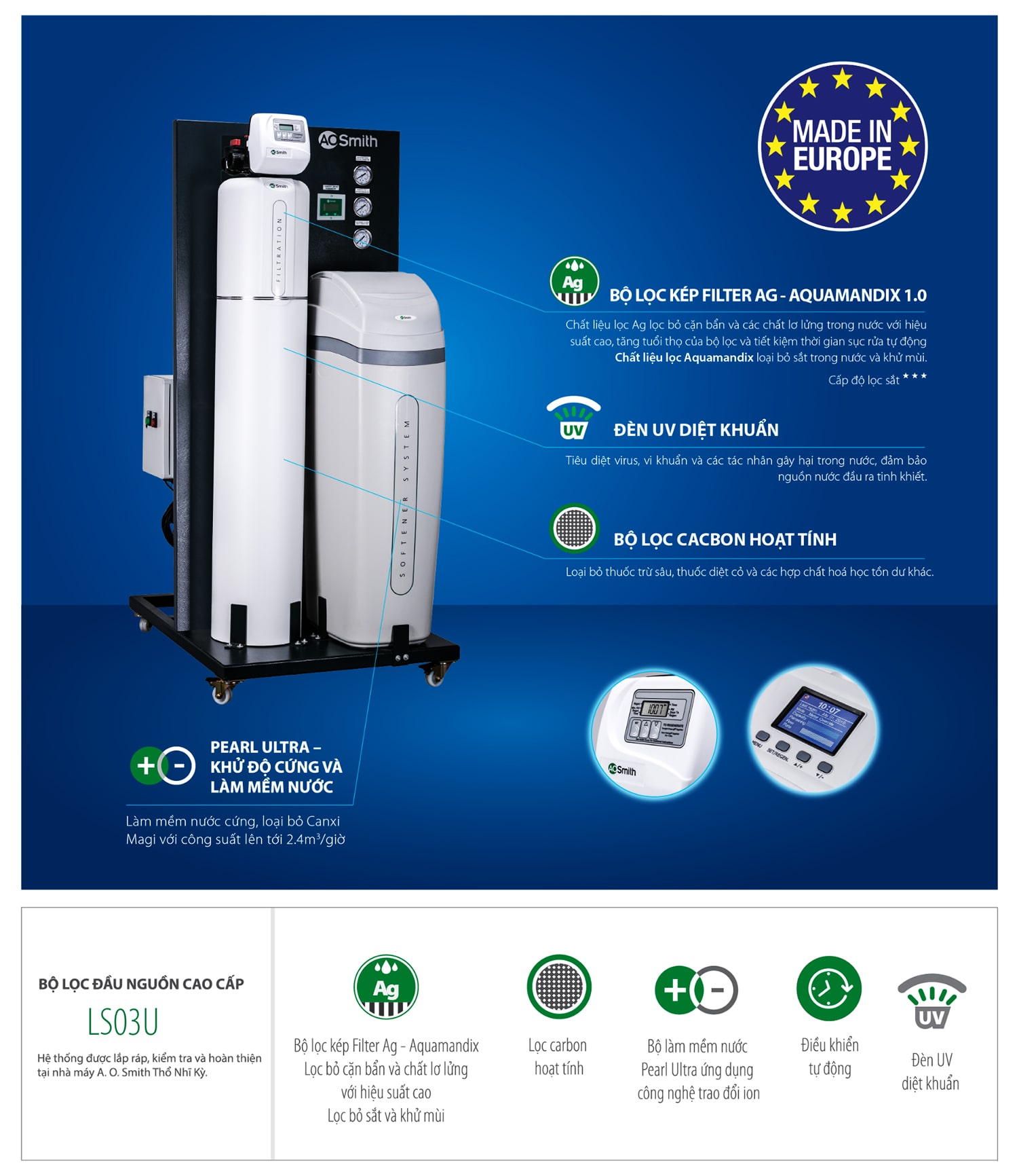 Hệ thống lọc tổng đầu nguồn Ao Smith LS03U