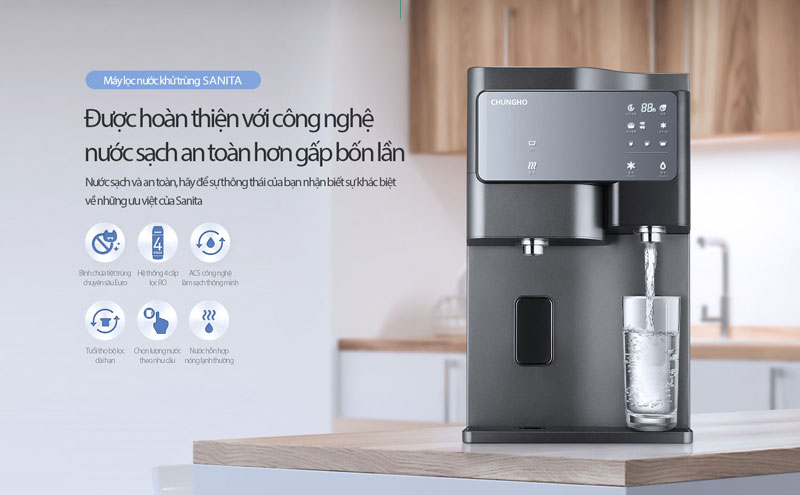 Máy lọc nước khử trùng Sanita có kiểu dáng nhỏ gọn